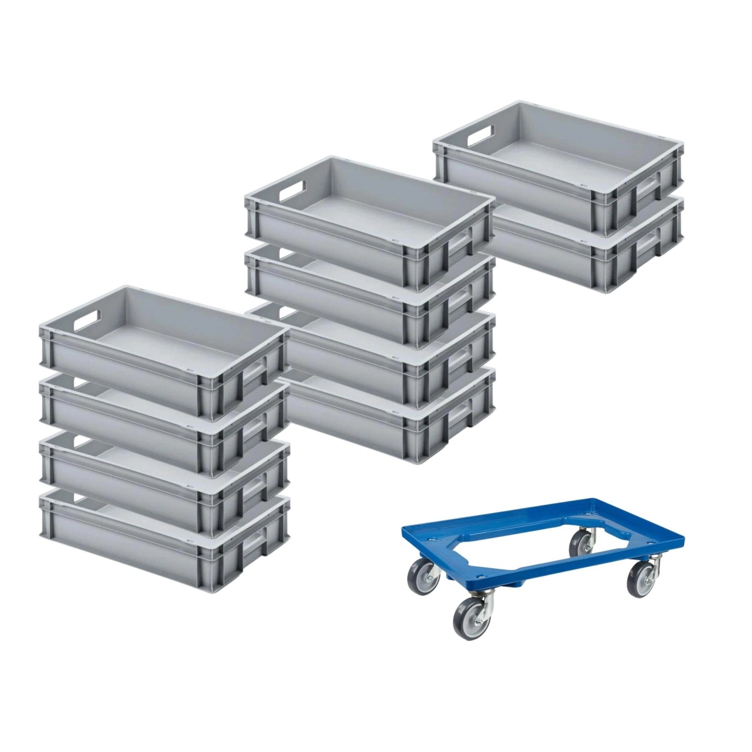 PROREGAL SparSet 10x Eurobehälter mit Offenem Griff und 1 x Transportroller Blau HxBxT 12 x 40 x 60 cm 21 Liter Eurobox Transportbox PROREGAL SparSet 10x Eurobehälter mit Offenem Griff und 1 x Transportroller Blau HxBxT 12 x 40 x 60 cm 21 Liter Eurobox Transportbox von PROREGAL