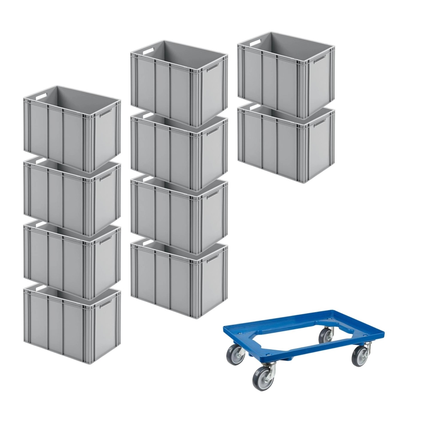 PROREGAL SparSet 10x Eurobehälter mit Offenem Griff und 1 x Transportroller Blau HxBxT 42 x 40 x 60 cm 70 Liter Eurobox Transportbox PROREGAL SparSet 10x Eurobehälter mit Offenem Griff und 1 x Transportroller Blau HxBxT 42 x 40 x 60 cm 70 Liter Eurobox Transportbox von PROREGAL