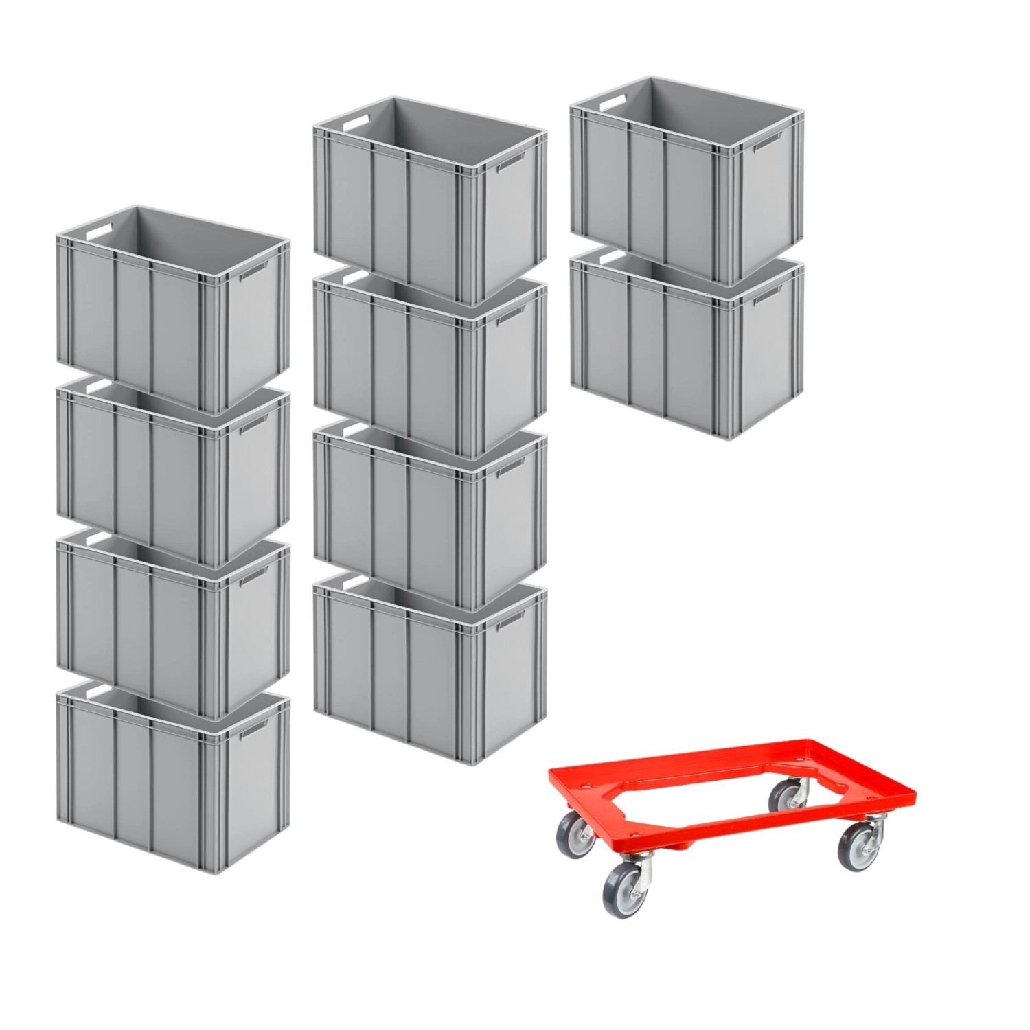PROREGAL SparSet 10x Eurobehälter mit Offenem Griff und 1 x Transportroller Rot HxBxT 42 x 40 x 60 cm 70 Liter Eurobox Transportbox PROREGAL SparSet 10x Eurobehälter mit Offenem Griff und 1 x Transportroller Rot HxBxT 42 x 40 x 60 cm 70 Liter Eurobox Transportbox von PROREGAL