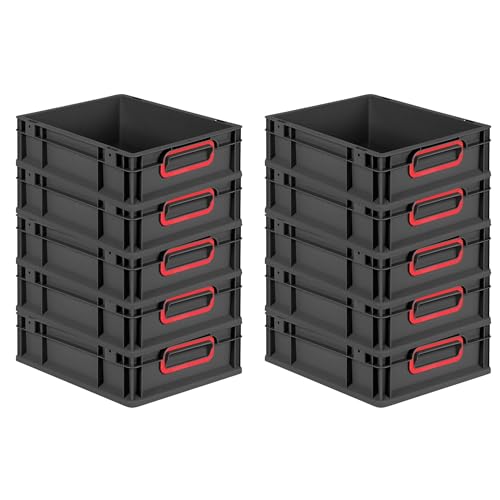 PROREGAL SparSet 10x Eurobox NextGen Color | HxBxT 12x30x40cm | 11 Liter | Griffe rot geschlossen | Schwarz | Eurobehälter, Transportbox, Transportbehälter, Stapelbehälter PROREGAL SparSet 10x Eurobox NextGen Color | HxBxT 12x30x40cm | 11 Liter | Griffe rot geschlossen | Schwarz | Eurobehälter, Transportbox, Transportbehälter, Stapelbehälter von PROREGAL