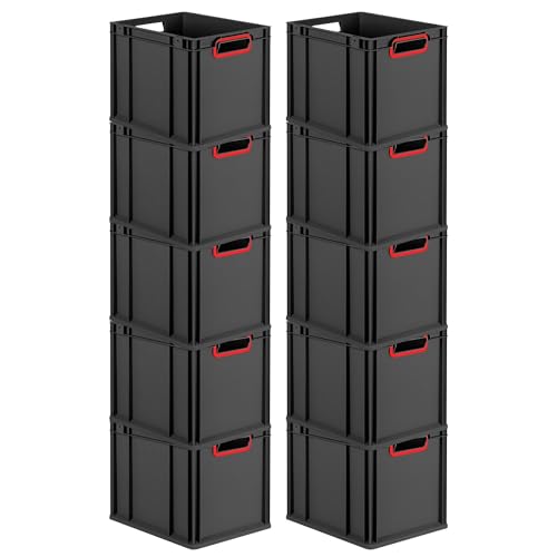 PROREGAL SparSet 10x Eurobox NextGen Color | HxBxT 32x30x40cm | 30 Liter | Griffe rot offen | Schwarz | Eurobehälter, Transportbox, Transportbehälter, Stapelbehälter PROREGAL SparSet 10x Eurobox NextGen Color | HxBxT 32x30x40cm | 30 Liter | Griffe rot offen | Schwarz | Eurobehälter, Transportbox, Transportbehälter, Stapelbehälter von PROREGAL