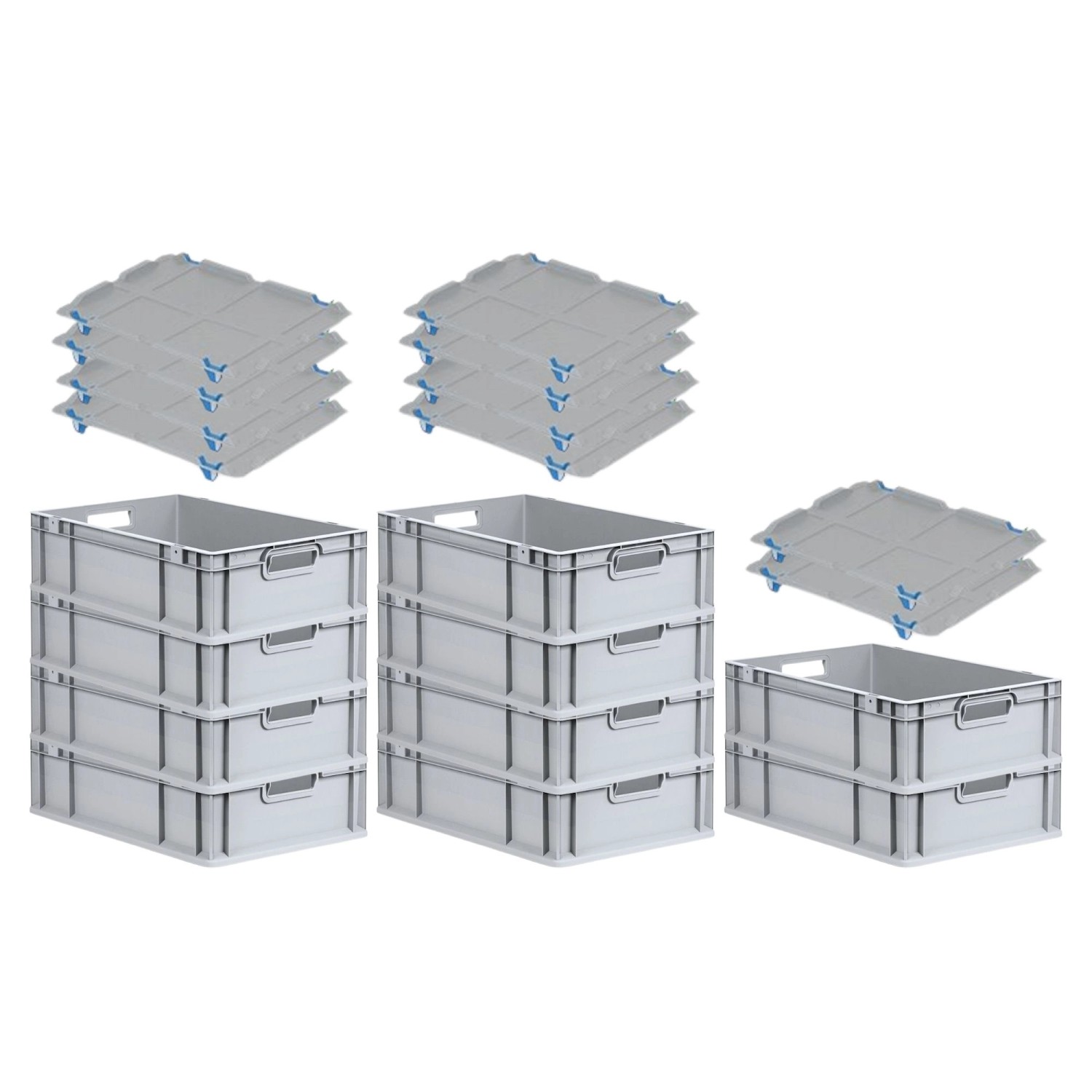 PROREGAL SparSet 10x Eurobox NextGen Grip mit Auflagedeckel mit 4 Blauen Schiebeschnappverschlüssen HxBxT 17 x 40 x 60 cm 34 Liter Griffe PROREGAL SparSet 10x Eurobox NextGen Grip mit Auflagedeckel mit 4 Blauen Schiebeschnappverschlüssen HxBxT 17 x 40 x 60 cm 34 Liter Griffe von PROREGAL