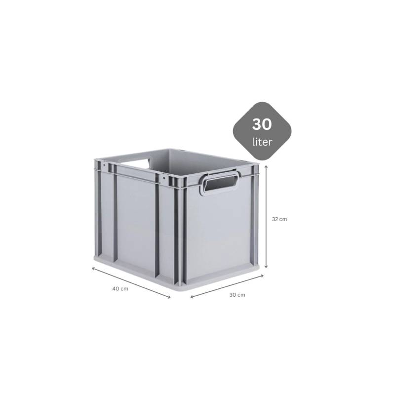 PROREGAL SparSet 10x Eurobox NextGen Grip mit Auflagedeckel mit 4 Blauen Schiebeschnappverschlüssen HxBxT 32 x 30 x 40 cm 30 Liter Griffe von PROREGAL