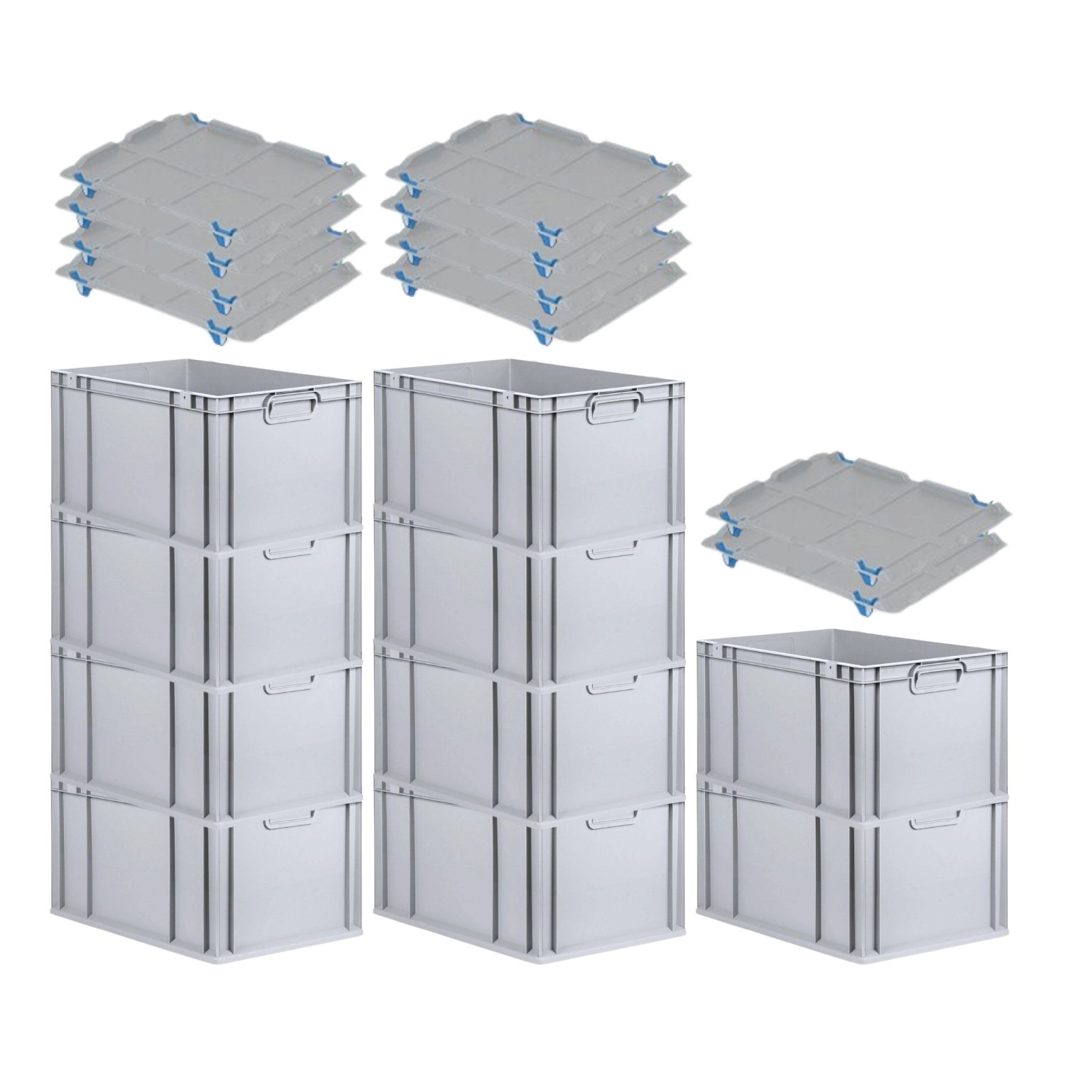 PROREGAL SparSet 10x Eurobox NextGen Grip mit Auflagedeckel mit 4 Blauen Schiebeschnappverschlüssen HxBxT 32 x 40 x 60 cm 65 Liter PROREGAL SparSet 10x Eurobox NextGen Grip mit Auflagedeckel mit 4 Blauen Schiebeschnappverschlüssen HxBxT 32 x 40 x 60 cm 65 Liter von PROREGAL