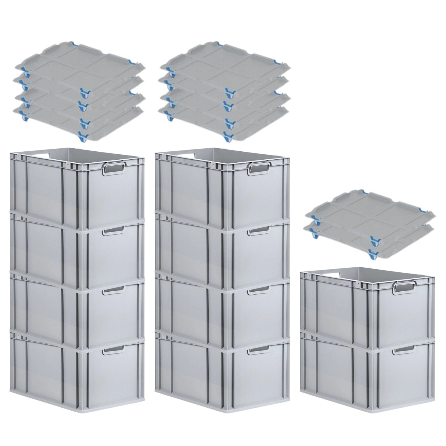 PROREGAL SparSet 10x Eurobox NextGen Grip mit Auflagedeckel mit 4 Blauen Schiebeschnappverschlüssen HxBxT 32 x 40 x 60 cm 65 Liter PROREGAL SparSet 10x Eurobox NextGen Grip mit Auflagedeckel mit 4 Blauen Schiebeschnappverschlüssen HxBxT 32 x 40 x 60 cm 65 Liter von PROREGAL