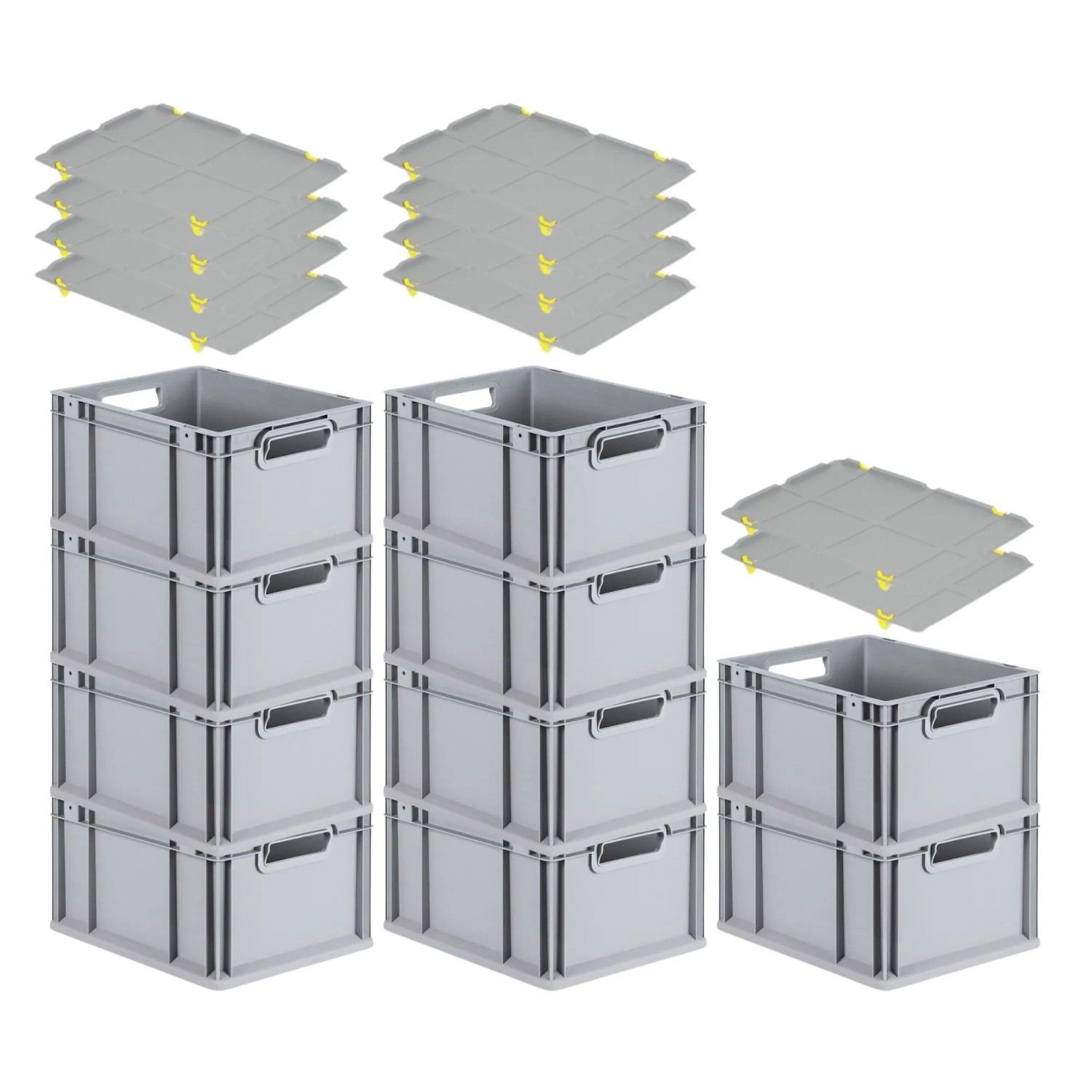 PROREGAL SparSet 10x Eurobox NextGen Grip mit Auflagedeckel mit 4 Gelben Schiebeschnappverschlüssen HxBxT 22 x 30 x 40 cm 20 Liter Griffe PROREGAL SparSet 10x Eurobox NextGen Grip mit Auflagedeckel mit 4 Gelben Schiebeschnappverschlüssen HxBxT 22 x 30 x 40 cm 20 Liter Griffe von PROREGAL