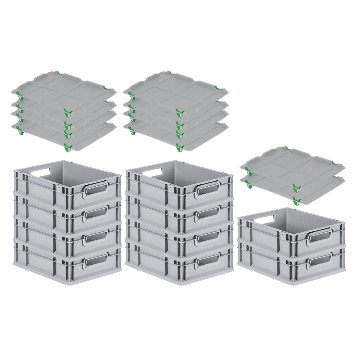 PROREGAL SparSet 10x Eurobox NextGen Grip mit Auflagedeckel mit 4 Grünen Schiebeschnappverschlüssen HxBxT 12 x 30 x 40 cm 11 Liter Griffe PROREGAL SparSet 10x Eurobox NextGen Grip mit Auflagedeckel mit 4 Grünen Schiebeschnappverschlüssen HxBxT 12 x 30 x 40 cm 11 Liter Griffe von PROREGAL