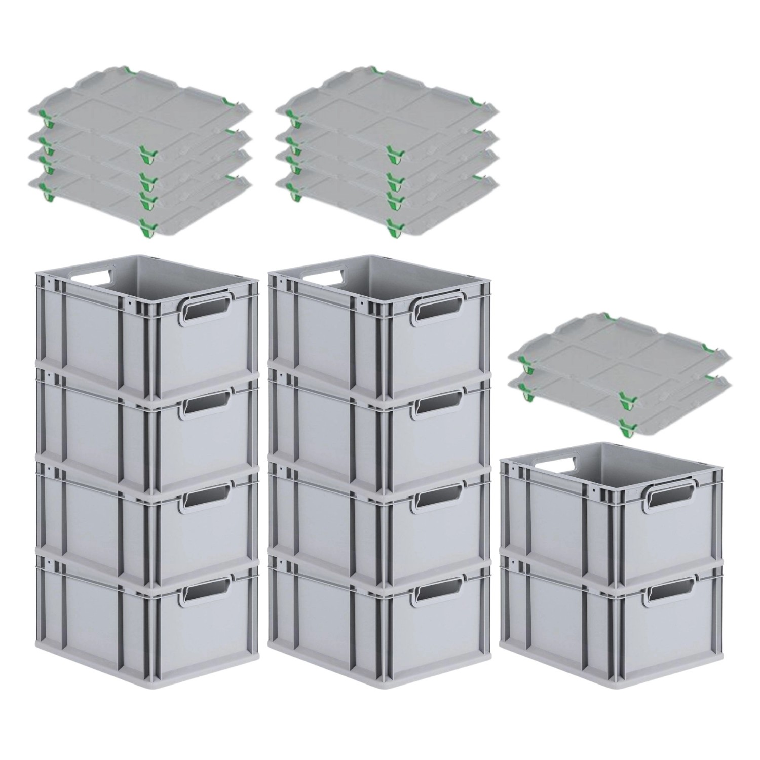 PROREGAL SparSet 10x Eurobox NextGen Grip mit Auflagedeckel mit 4 Grünen Schiebeschnappverschlüssen HxBxT 22 x 30 x 40 cm 20 Liter Griffe PROREGAL SparSet 10x Eurobox NextGen Grip mit Auflagedeckel mit 4 Grünen Schiebeschnappverschlüssen HxBxT 22 x 30 x 40 cm 20 Liter Griffe von PROREGAL