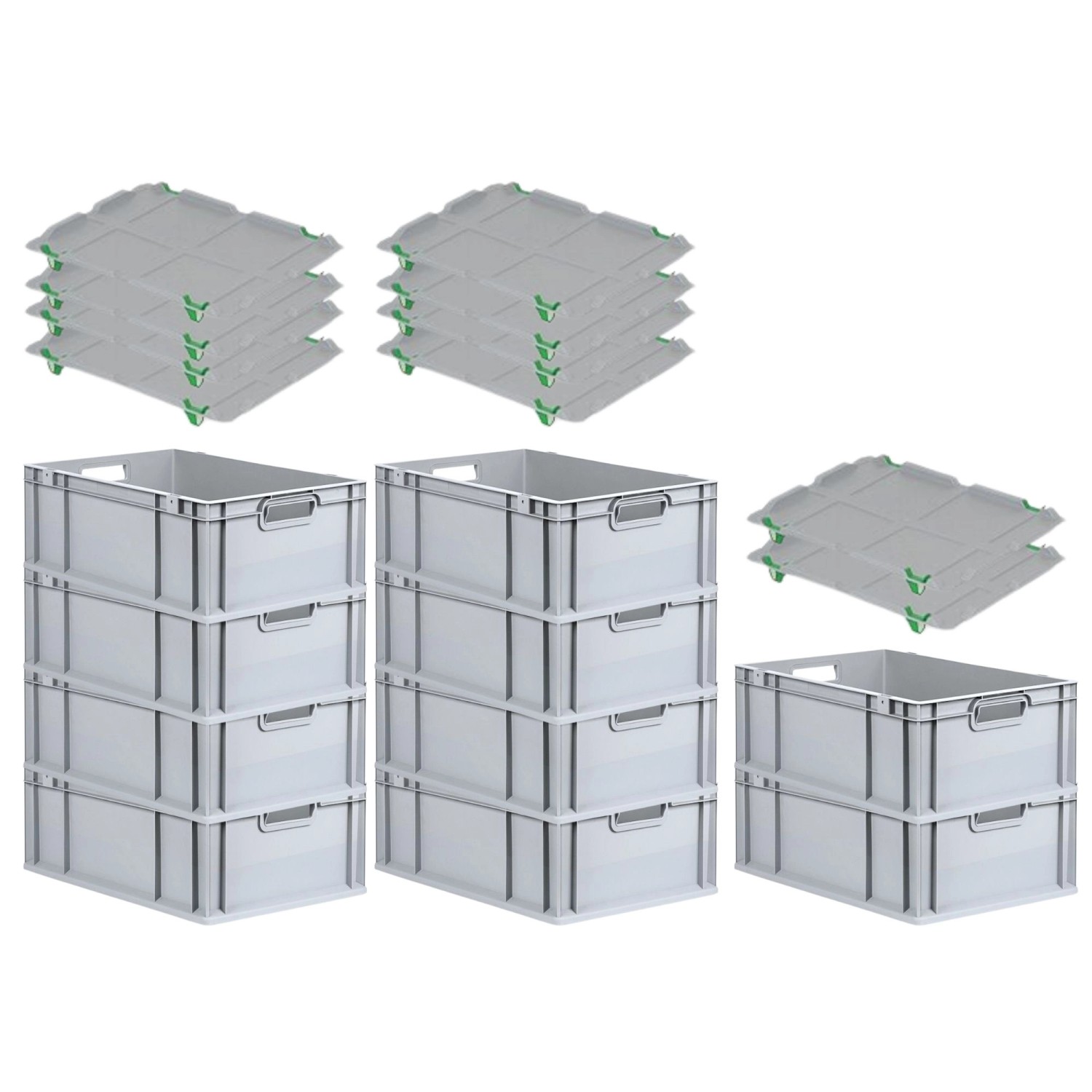 PROREGAL SparSet 10x Eurobox NextGen Grip mit Auflagedeckel mit 4 Grünen Schiebeschnappverschlüssen HxBxT 22 x 40 x 60 cm 44 Liter PROREGAL SparSet 10x Eurobox NextGen Grip mit Auflagedeckel mit 4 Grünen Schiebeschnappverschlüssen HxBxT 22 x 40 x 60 cm 44 Liter von PROREGAL