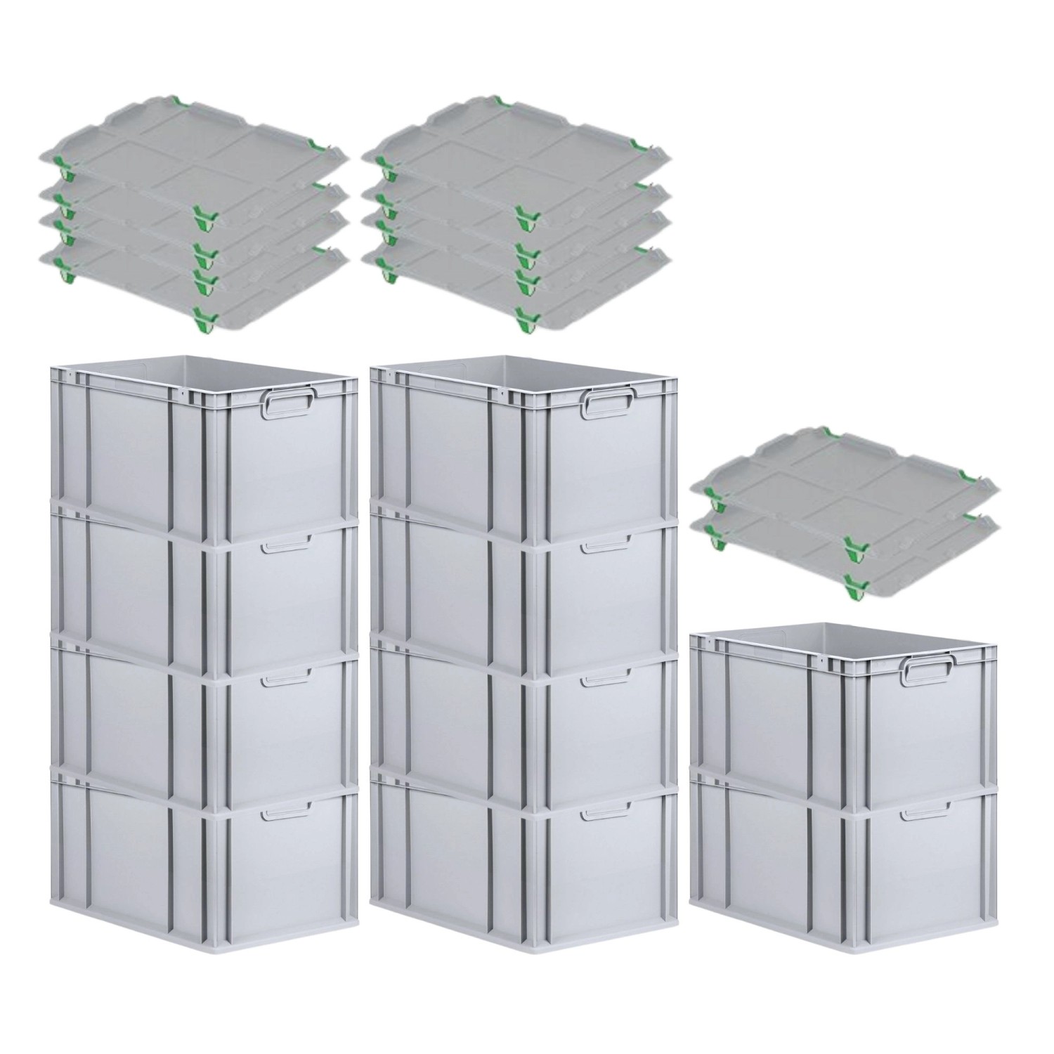 PROREGAL SparSet 10x Eurobox NextGen Grip mit Auflagedeckel mit 4 Grünen Schiebeschnappverschlüssen HxBxT 32 x 40 x 60 cm 65 Liter PROREGAL SparSet 10x Eurobox NextGen Grip mit Auflagedeckel mit 4 Grünen Schiebeschnappverschlüssen HxBxT 32 x 40 x 60 cm 65 Liter von PROREGAL