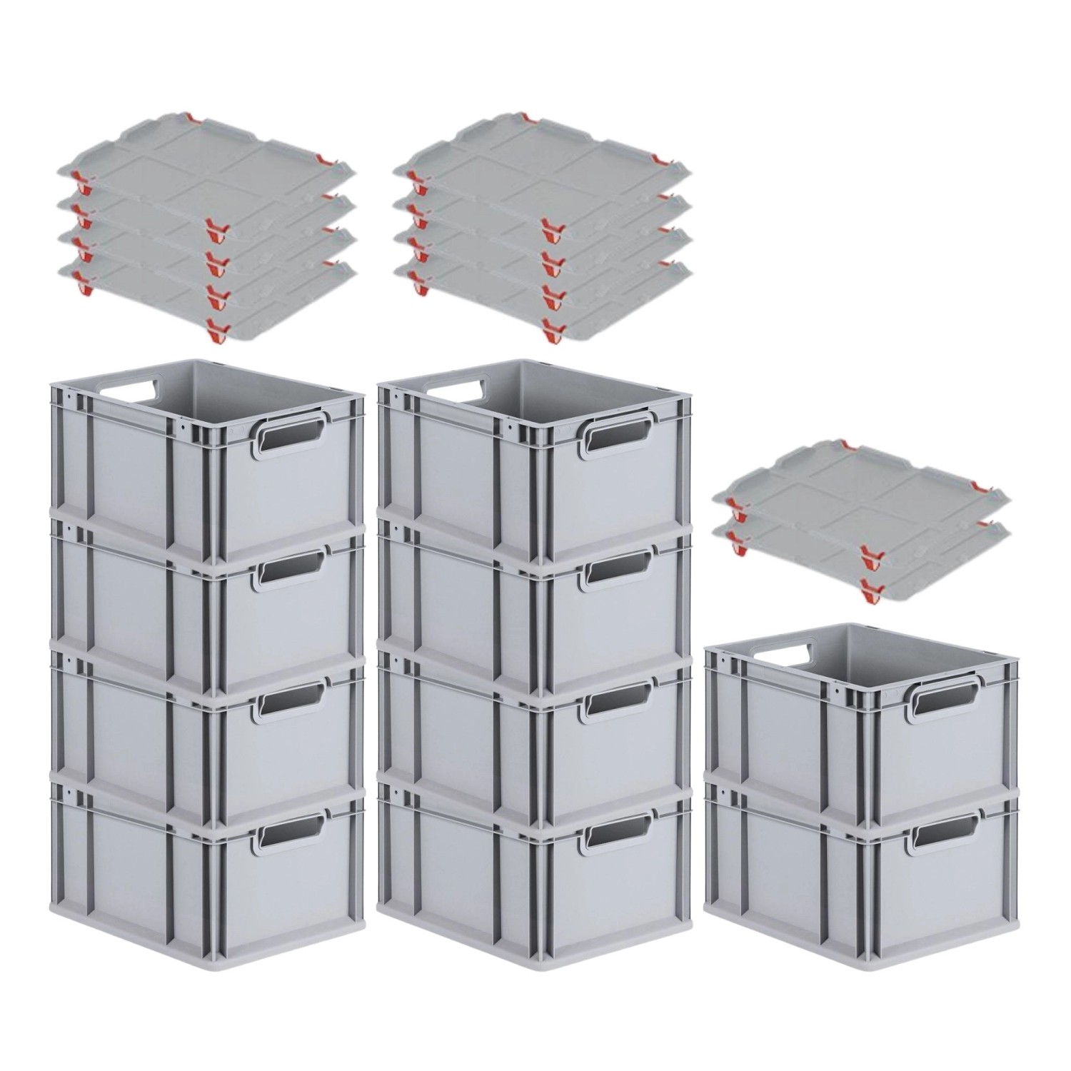 PROREGAL SparSet 10x Eurobox NextGen Grip mit Auflagedeckel mit 4 Roten Schiebeschnappverschlüssen HxBxT 22 x 30 x 40 cm 20 Liter Griffe PROREGAL SparSet 10x Eurobox NextGen Grip mit Auflagedeckel mit 4 Roten Schiebeschnappverschlüssen HxBxT 22 x 30 x 40 cm 20 Liter Griffe von PROREGAL