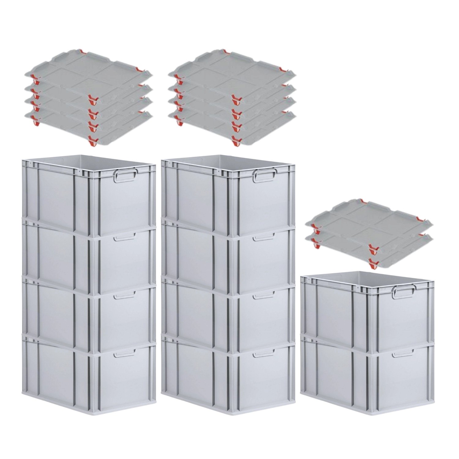 PROREGAL SparSet 10x Eurobox NextGen Grip mit Auflagedeckel mit 4 Roten Schiebeschnappverschlüssen HxBxT 32 x 40 x 60 cm 65 Liter PROREGAL SparSet 10x Eurobox NextGen Grip mit Auflagedeckel mit 4 Roten Schiebeschnappverschlüssen HxBxT 32 x 40 x 60 cm 65 Liter von PROREGAL
