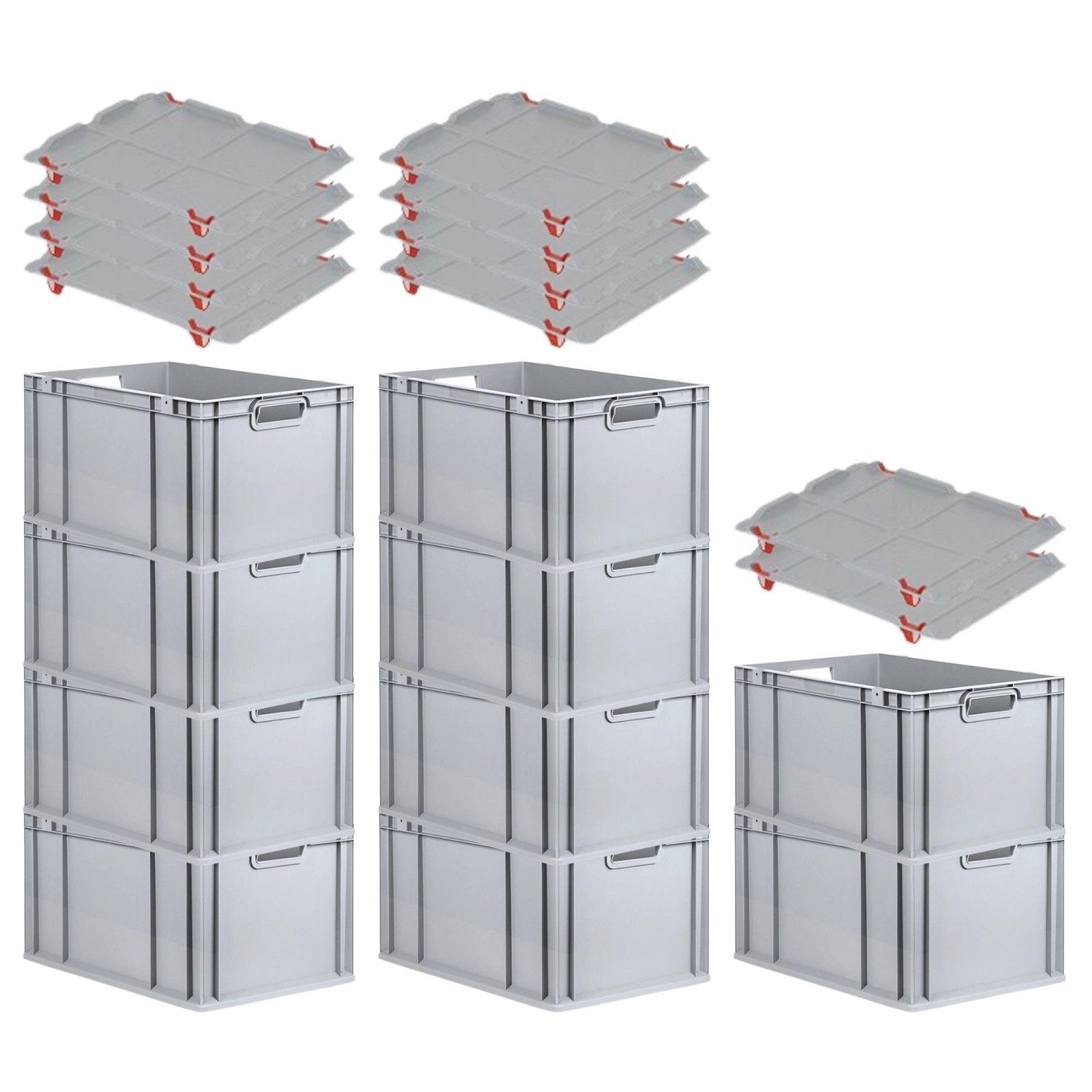 PROREGAL SparSet 10x Eurobox NextGen Grip mit Auflagedeckel mit 4 Roten Schiebeschnappverschlüssen HxBxT 32 x 40 x 60 cm 65 Liter PROREGAL SparSet 10x Eurobox NextGen Grip mit Auflagedeckel mit 4 Roten Schiebeschnappverschlüssen HxBxT 32 x 40 x 60 cm 65 Liter von PROREGAL