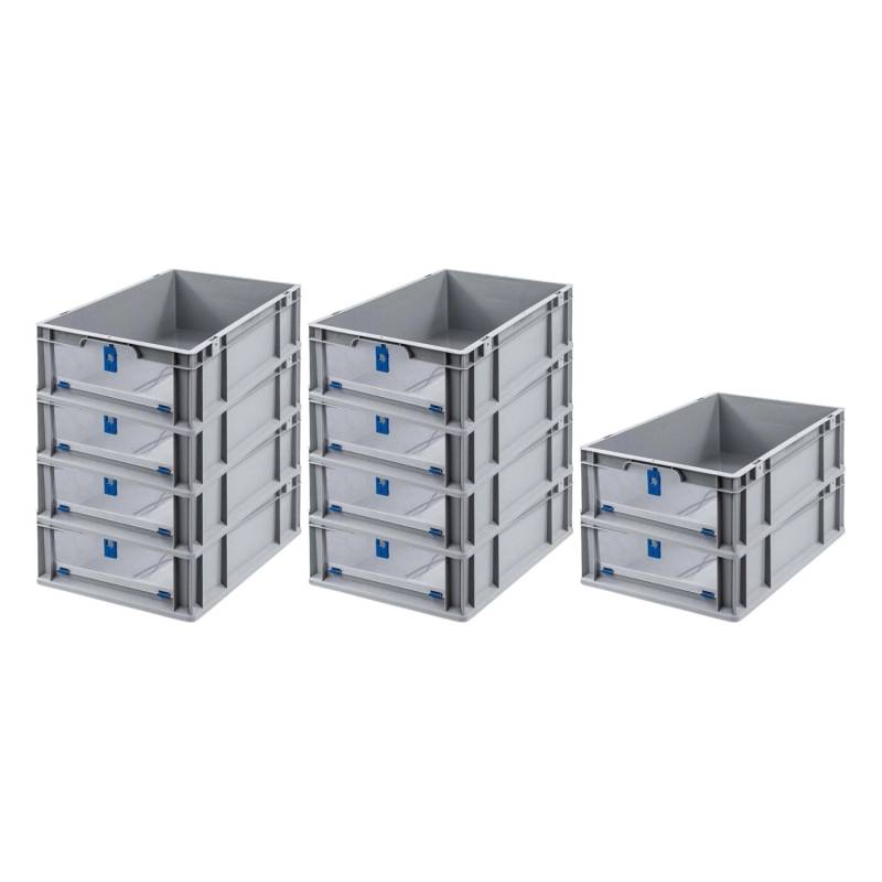 PROREGAL SparSet 10x Eurobox NextGen Insight Cover HxBxT 17 x 40 x 60 34 Liter Niedrig/Blau Eurobehälter Transportbox von PROREGAL