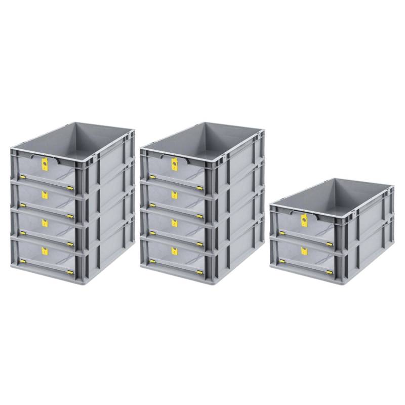 PROREGAL SparSet 10x Eurobox NextGen Insight Cover HxBxT 17 x 40 x 60 34 Liter Niedrig/Gelb Eurobehälter Transportbox von PROREGAL