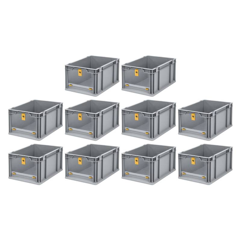PROREGAL SparSet 10x Eurobox NextGen Insight Cover HxBxT 22 x 30 x 40 20 Liter Hoch/Gelb Eurobehälter Transportbox von PROREGAL