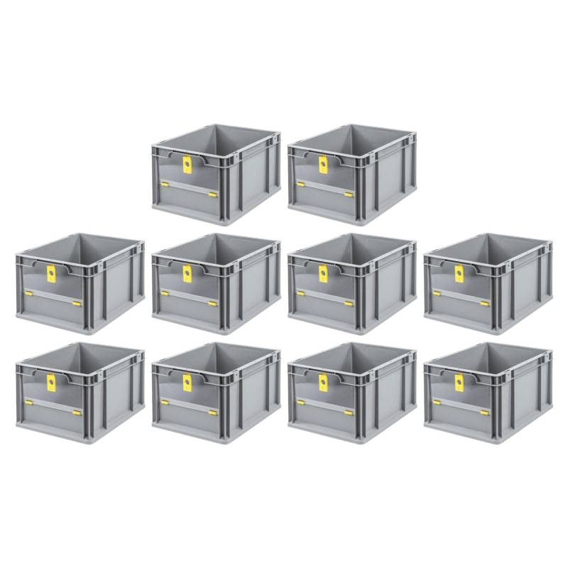 PROREGAL SparSet 10x Eurobox NextGen Insight Cover HxBxT 22 x 30 x 40 20 Liter Niedrig/Gelb Eurobehälter Transportbox von PROREGAL