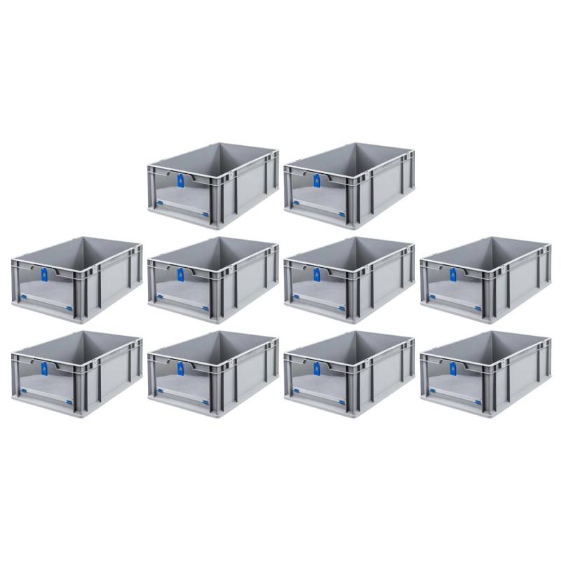 PROREGAL SparSet 10x Eurobox NextGen Insight Cover HxBxT 22 x 40 x 60 44 Liter Hoch/Blau Eurobehälter Transportbox von PROREGAL