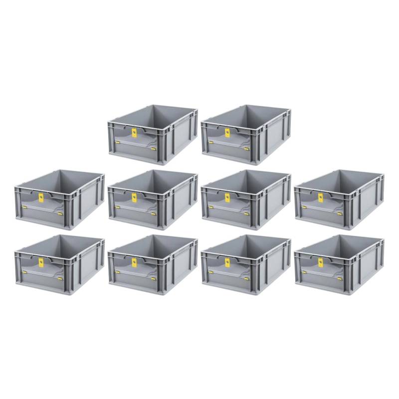 PROREGAL SparSet 10x Eurobox NextGen Insight Cover HxBxT 22 x 40 x 60 44 Liter Niedrig/Gelb Eurobehälter Transportbox von PROREGAL