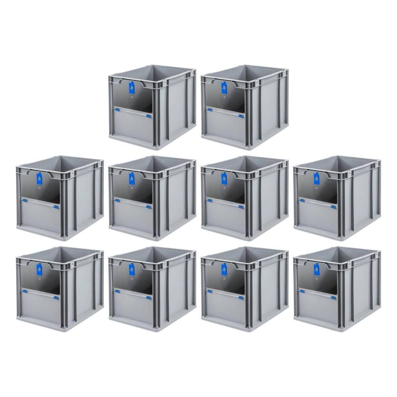 PROREGAL SparSet 10x Eurobox NextGen Insight Cover HxBxT 32 x 30 x 40 30 Liter Hoch/Blau Eurobehälter Transportbox von PROREGAL