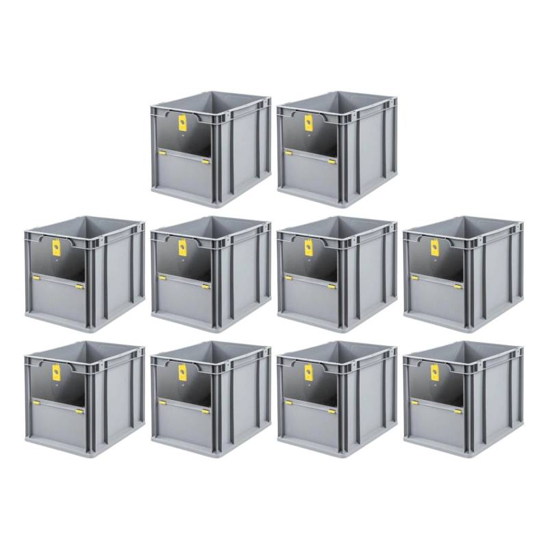 PROREGAL SparSet 10x Eurobox NextGen Insight Cover HxBxT 32 x 30 x 40 30 Liter Hoch/Gelb Eurobehälter Transportbox von PROREGAL