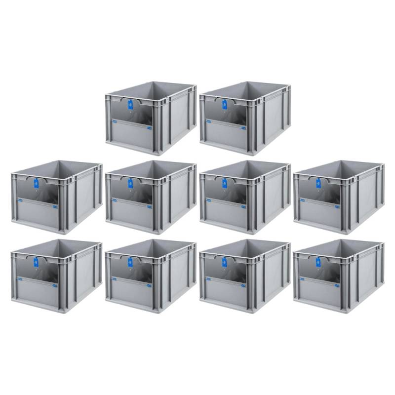 PROREGAL SparSet 10x Eurobox NextGen Insight Cover HxBxT 32 x 40 x 60 65 Liter Hoch/Blau Eurobehälter Transportbox von PROREGAL