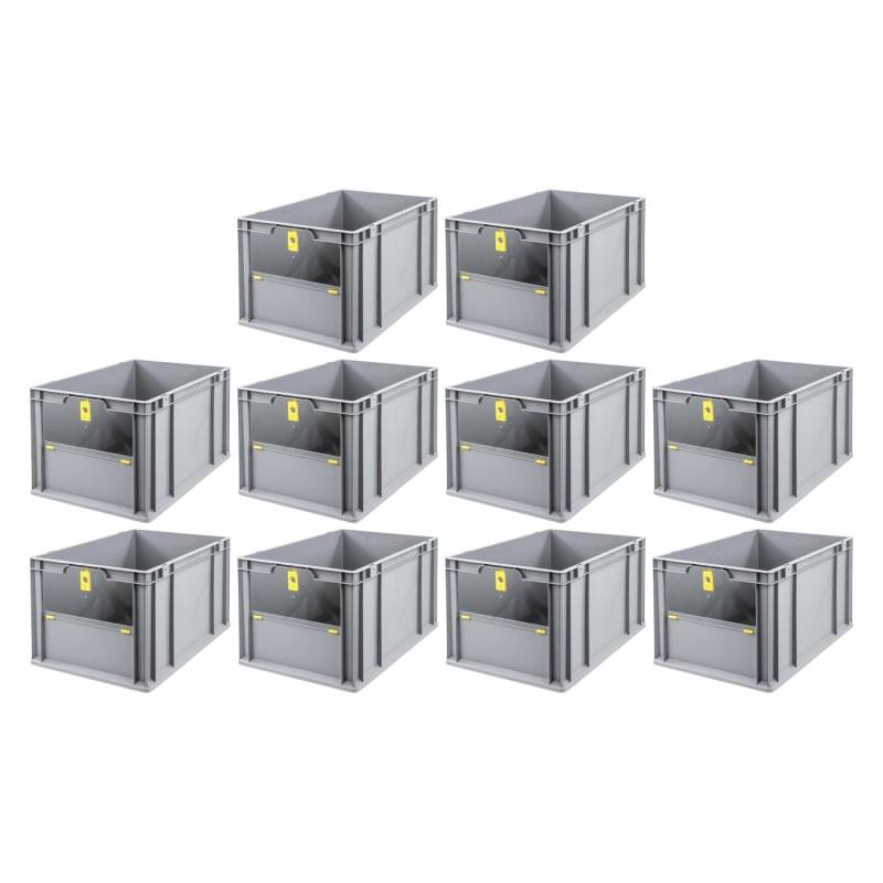 PROREGAL SparSet 10x Eurobox NextGen Insight Cover HxBxT 32 x 40 x 60 65 Liter Hoch/Gelb Eurobehälter Transportbox von PROREGAL