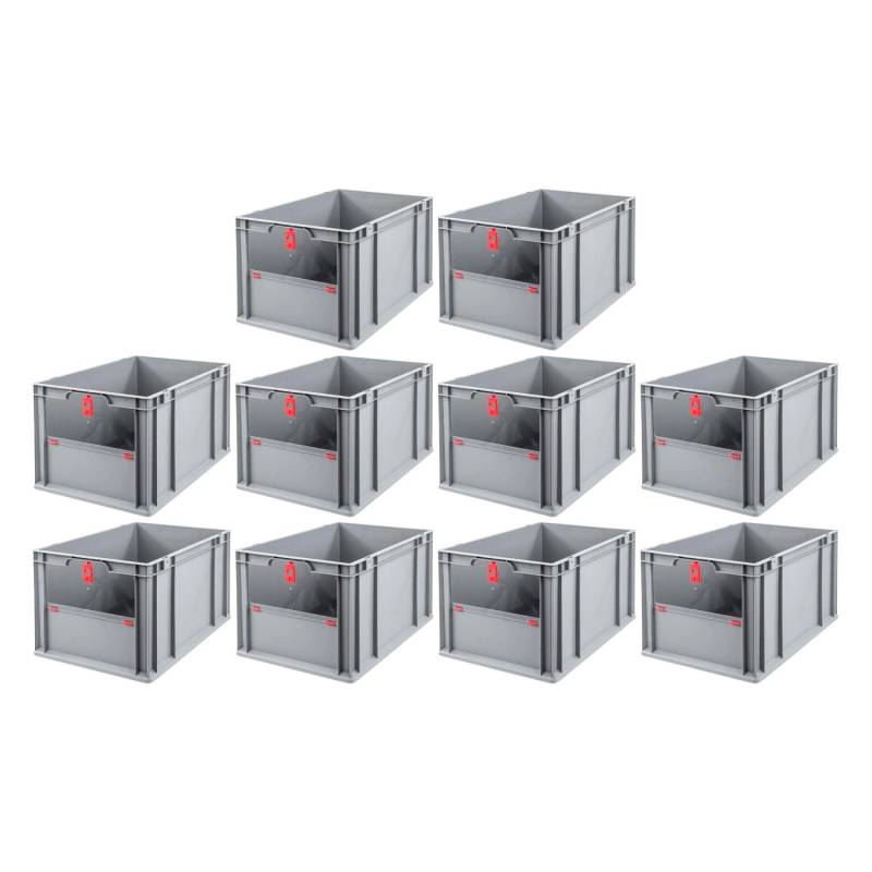 PROREGAL SparSet 10x Eurobox NextGen Insight Cover HxBxT 32 x 40 x 60 65 Liter Hoch/Rot Eurobehälter Transportbox von PROREGAL