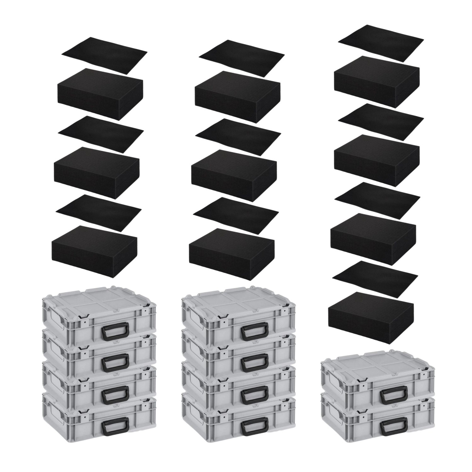 SparSet 10 x Eurobox NextGen Portable Mit Rasterschaumstoff und Schaumstoffeinlage HxBxT 13,5 x 30 x 40 cm 11 Liter Eurobehälter Transportbox von PROREGAL