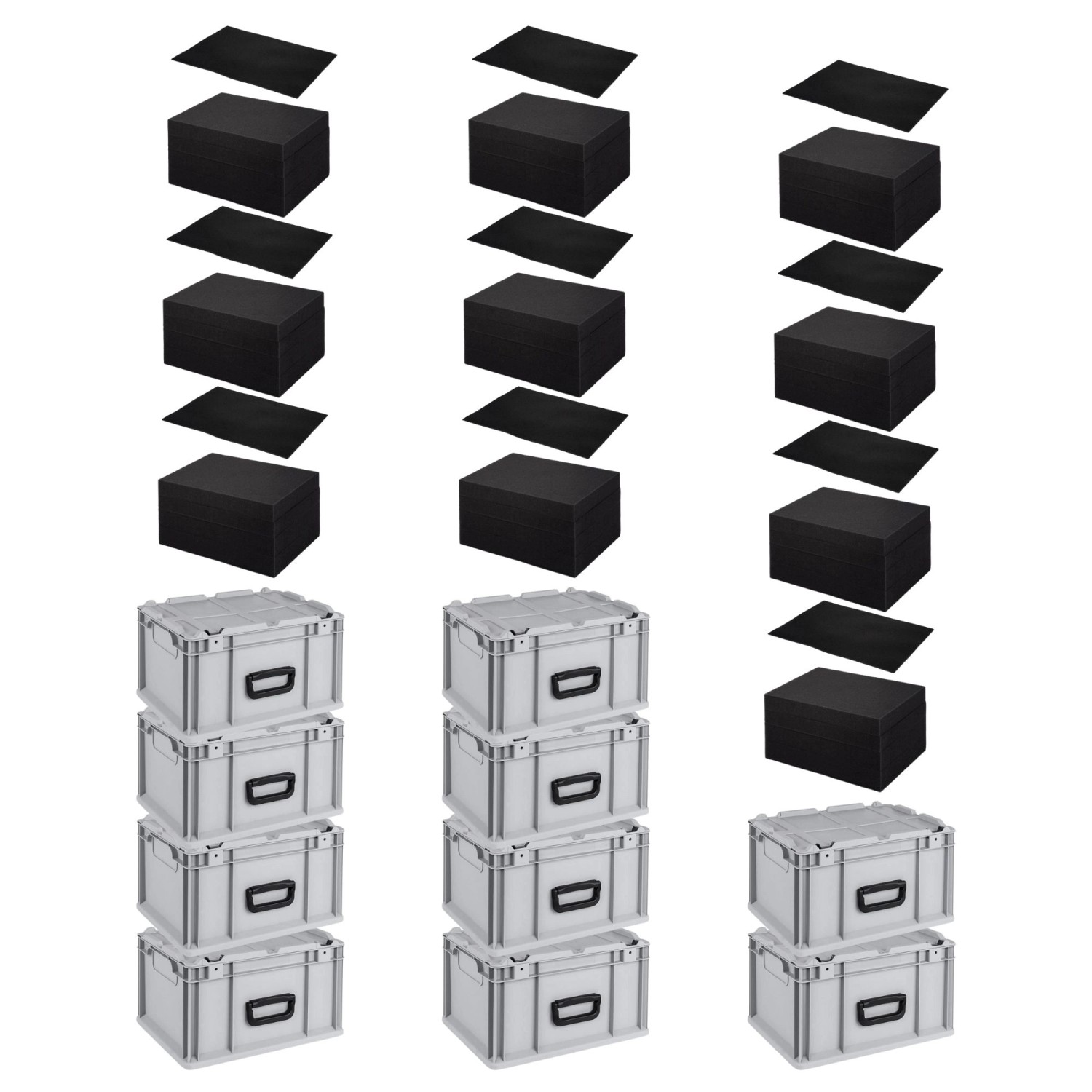 SparSet 10 x Eurobox NextGen Portable Mit Rasterschaumstoff und Schaumstoffeinlage HxBxT 23,5 x 30 x 40 cm 20 Liter Eurobehälter Transportbox von PROREGAL