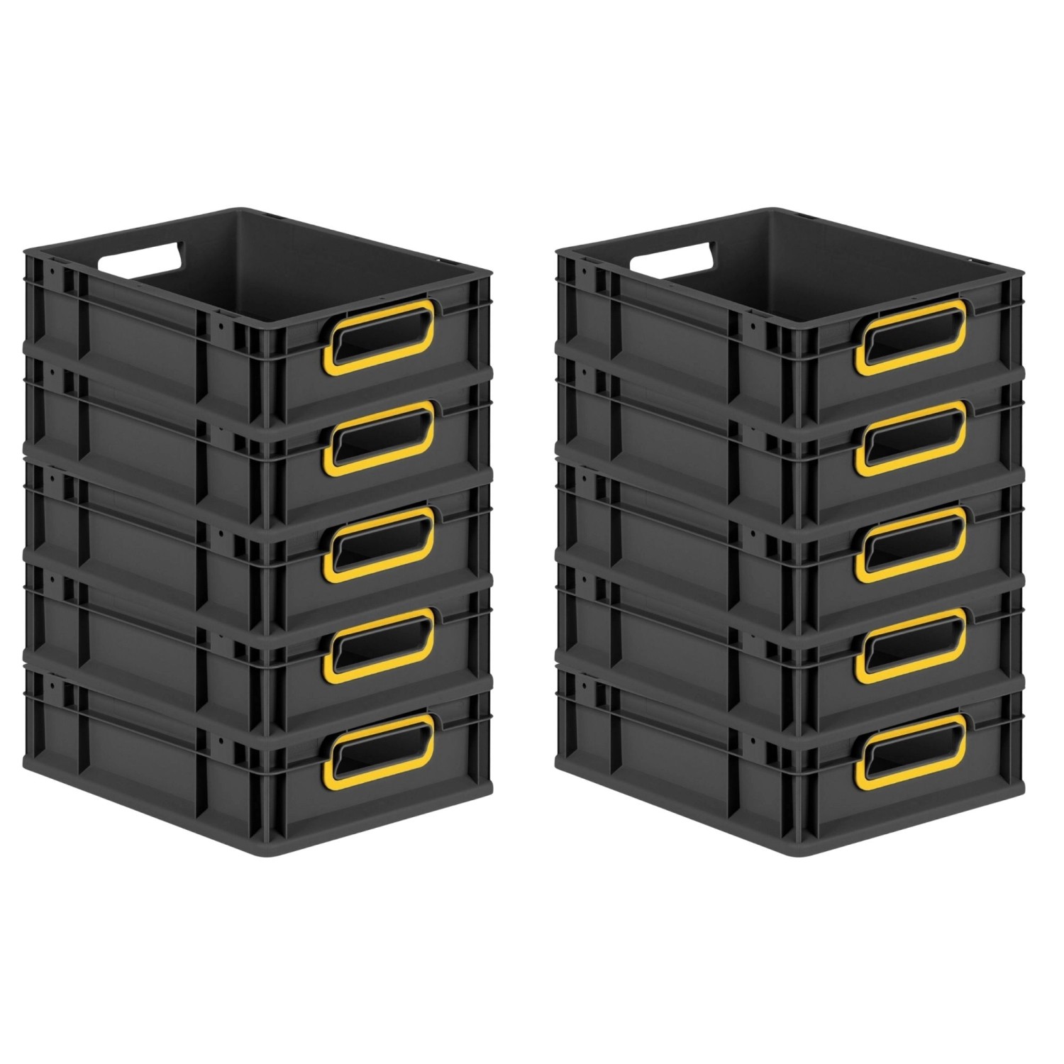 PROREGAL SparSet 10x Eurobox Nextgen Color HxBxT 12x30x40cm 11 Liter Griffe Gelb Offen Schwarz Eurobehälter Transportbox Transportbehälter von PROREGAL