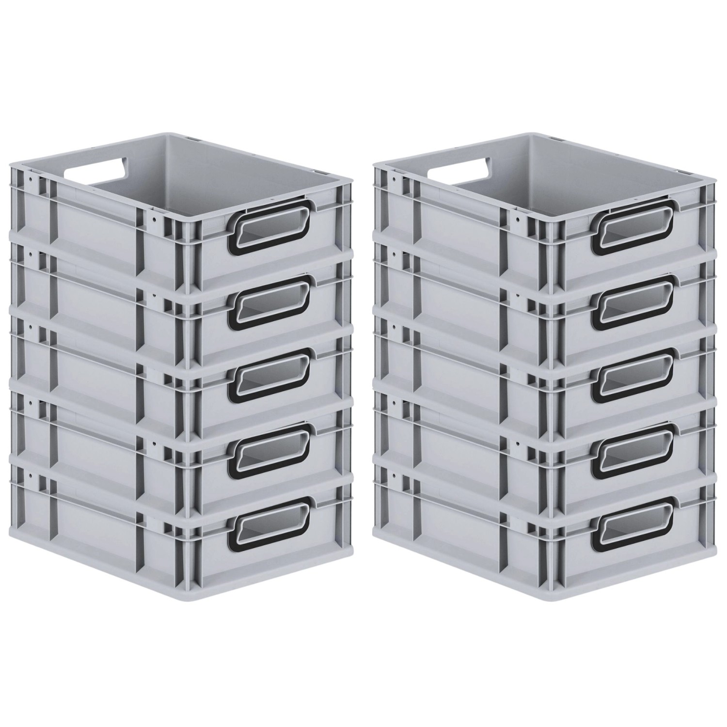 PROREGAL SparSet 10x Eurobox Nextgen Color HxBxT 12x30x40cm 11 Liter Griffe Schwarz Offen Grau Eurobehälter Transportbox Transportbehälter von PROREGAL