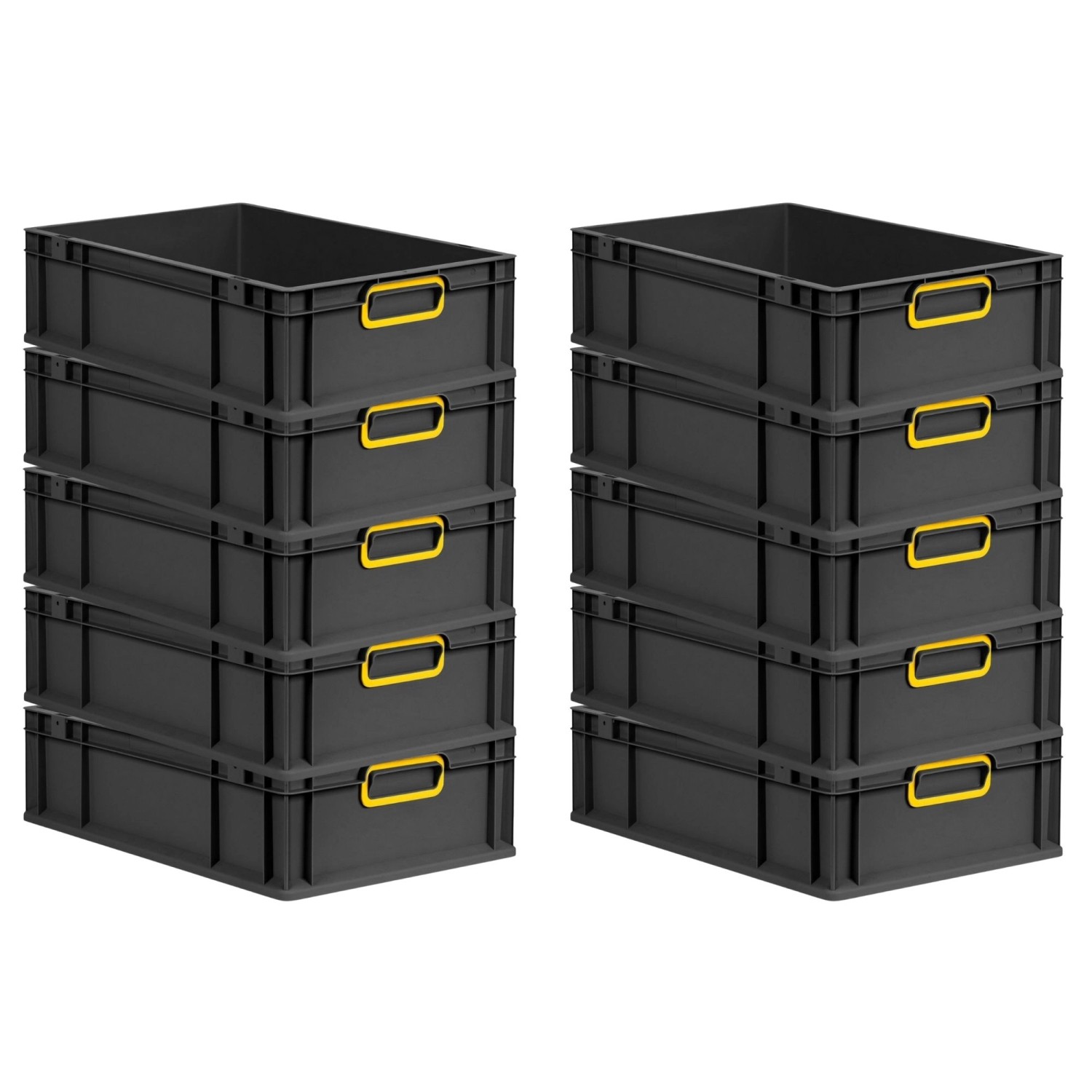 PROREGAL SparSet 10x Eurobox Nextgen Color HxBxT 17x40x60cm 34 Liter Griffe Gelb Geschlossen Schwarz Eurobehälter Transportbox Transportbehälter von PROREGAL
