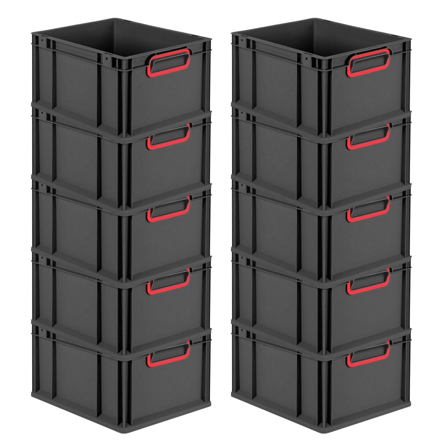 PROREGAL SparSet 10x Eurobox Nextgen Color HxBxT 22x30x40cm 20 Liter Griffe Rot Geschlossen Schwarz Eurobehälter Transportbox Transportbehälter von PROREGAL