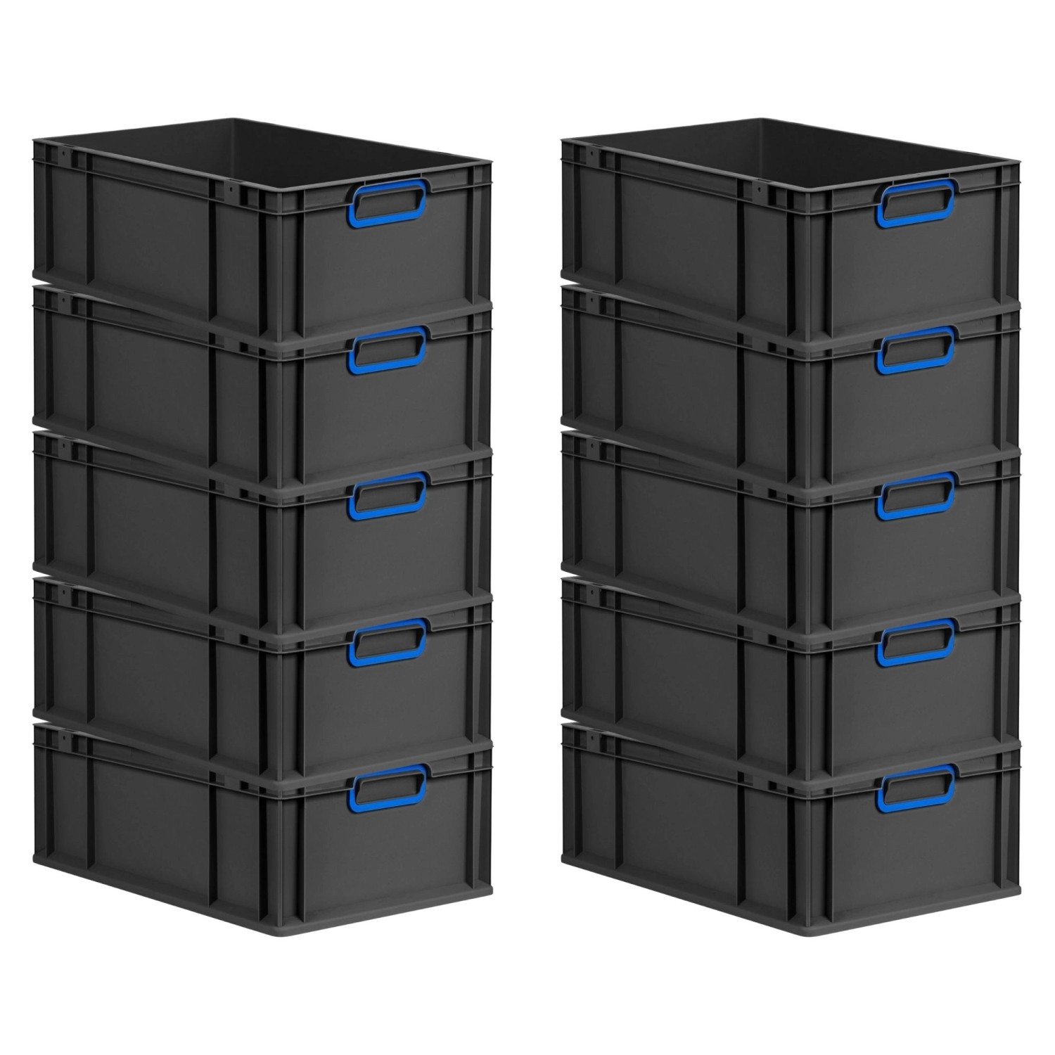 PROREGAL SparSet 10x Eurobox Nextgen Color HxBxT 22x40x60cm 44 Liter Griffe Blau Geschlossen Schwarz Eurobehälter Transportbox Transportbehälter von PROREGAL