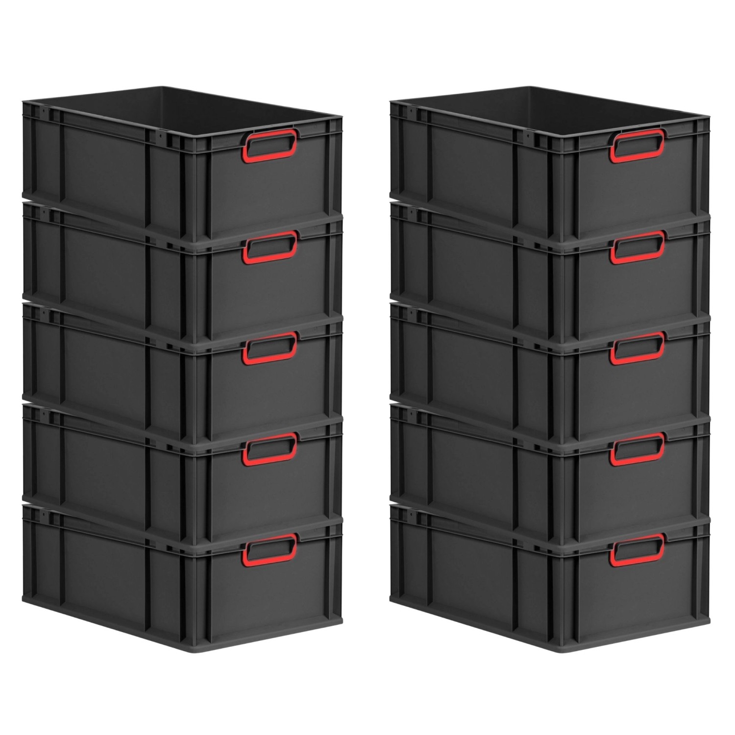 PROREGAL SparSet 10x Eurobox Nextgen Color HxBxT 22x40x60cm 44 Liter Griffe Rot Geschlossen Schwarz Eurobehälter Transportbox Transportbehälter von PROREGAL