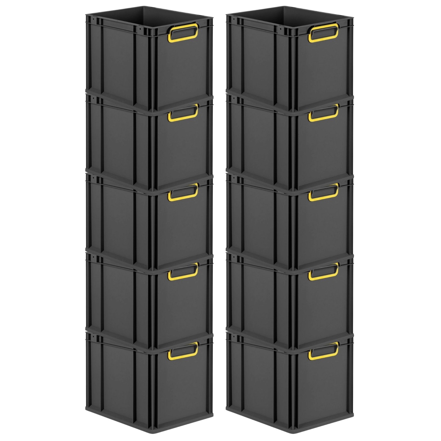 PROREGAL SparSet 10x Eurobox Nextgen Color HxBxT 32x30x40cm 30 Liter Griffe Gelb Geschlossen Schwarz Eurobehälter Transportbox Transportbehälter von PROREGAL