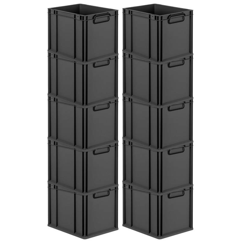 PROREGAL SparSet 10x Eurobox Nextgen Color HxBxT 32x30x40cm 30 Liter Griffe Schwarz Geschlossen Schwarz Eurobehälter Transportbox Transportbehälter von PROREGAL