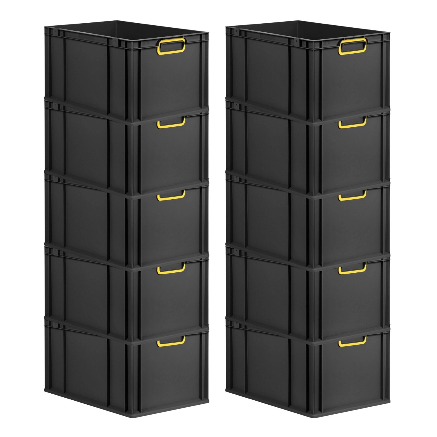 PROREGAL SparSet 10x Eurobox Nextgen Color HxBxT 32x40x60cm 65 Liter Griffe Gelb Geschlossen Schwarz Eurobehälter Transportbox Transportbehälter von PROREGAL