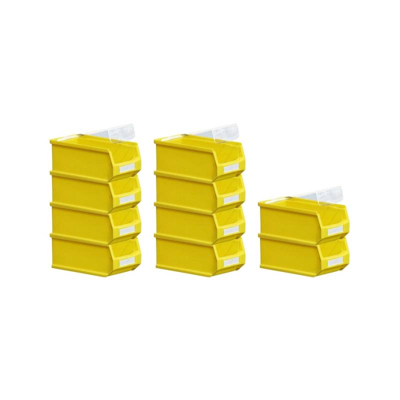 SparSet 10 x Gelbe Sichtlagerbox 2.0 Mit Abdeckung HxBxT 7,5 x 10 x 17,5 cm 0,8 Liter Sichtlagerbehälter Sichtlagerkasten von PROREGAL