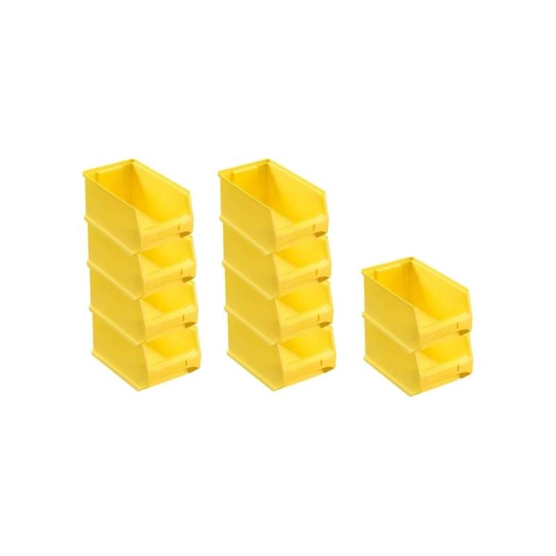 SparSet 10 x Gelbe Sichtlagerbox 3.0 HxBxT 12,5 x 14,5 x 23,5 cm 2,8 Liter Sichtlagerbehälter Sichtlagerkasten von PROREGAL