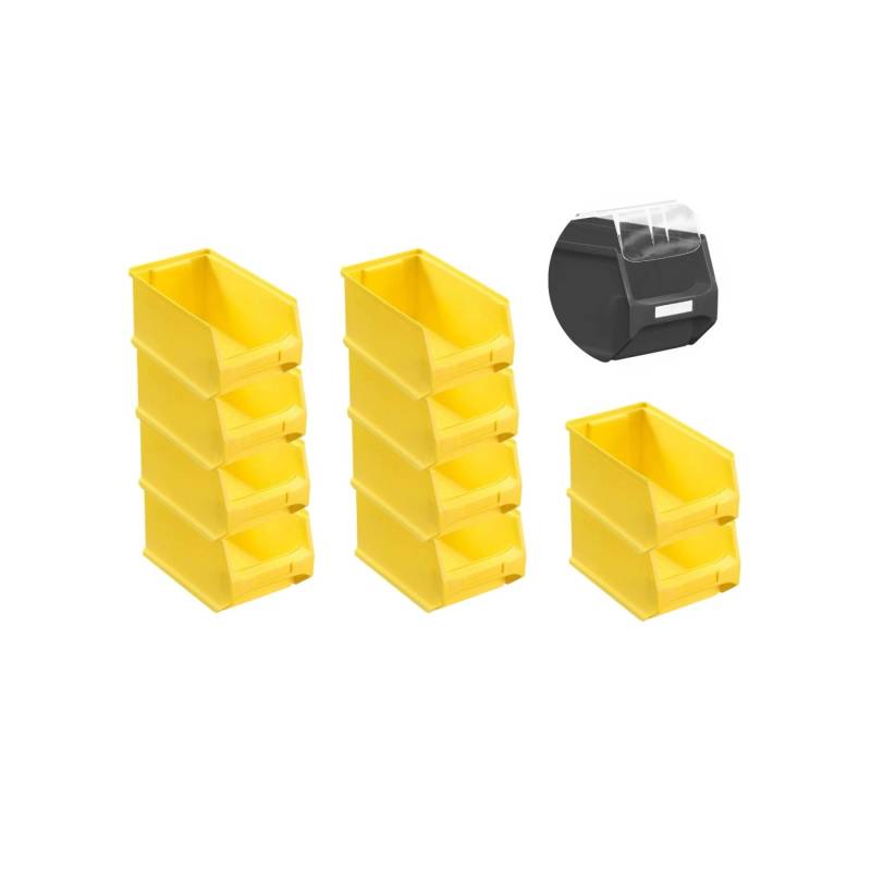 SparSet 10 x Gelbe Sichtlagerbox 3.0 Mit Abdeckung HxBxT 12,5 x 14,5 x 23,5 cm 2,8 Liter Sichtlagerbehälter Sichtlagerkasten von PROREGAL