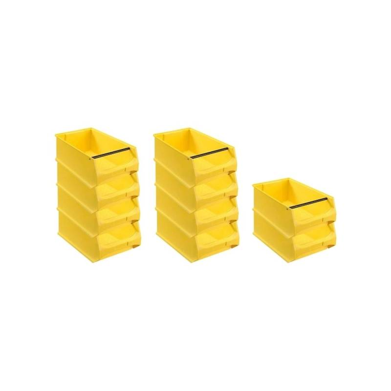 PROREGAL SparSet 10x Gelbe Sichtlagerbox 5,1 mit Griffstange HxBxT 20 x 30 x 50 cm 21,8 Liter Sichtlagerbehälter von PROREGAL