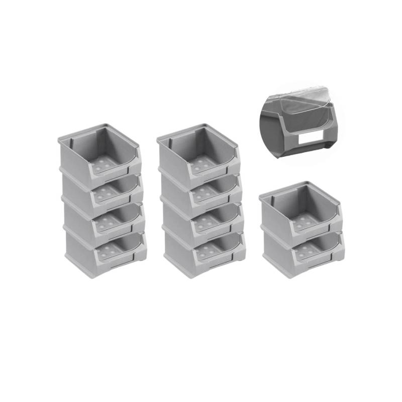 SparSet 10 x Graue Sichtlagerbox 1.0 Mit Abdeckung HxBxT 6 x 10 x 10 cm 0,4 Liter Sichtlagerbehälter Sichtlagerkasten von PROREGAL