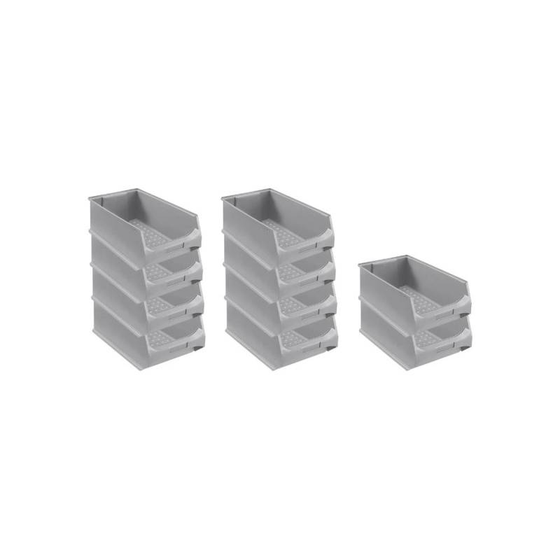 PROREGAL SparSet 10x Graue Sichtlagerbox 5,0 HxBxT 20 x 30 x 50 cm 21,8 Liter Sichtlagerbehälter von PROREGAL