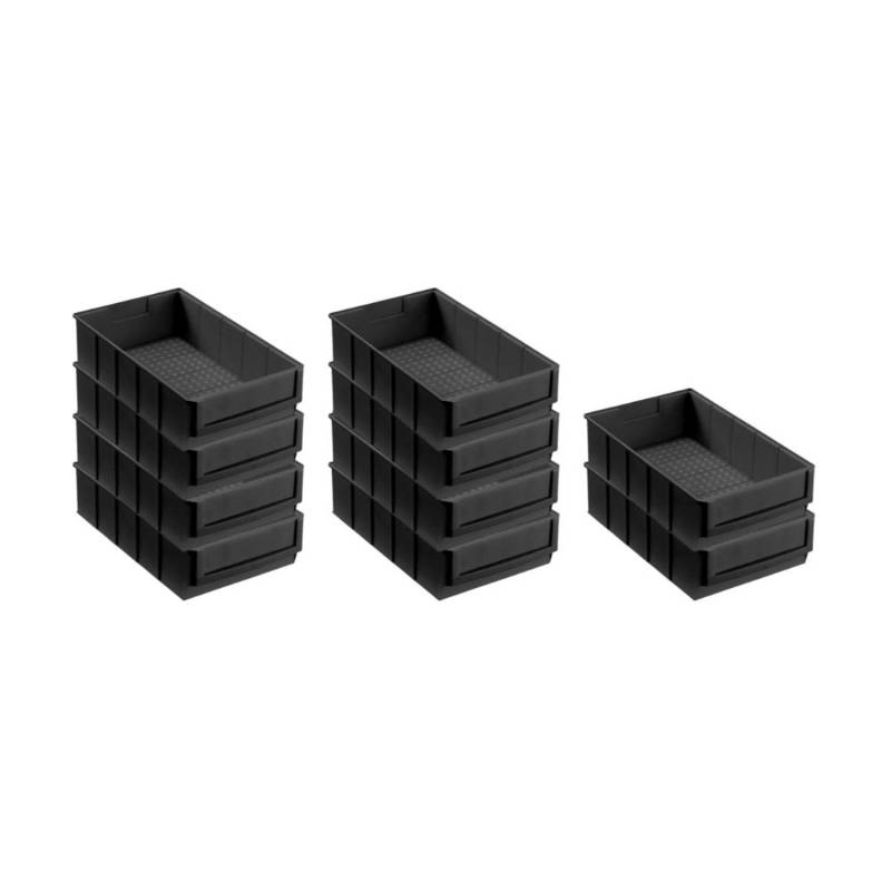 PROREGAL SparSet 10x Leitfähige Industriebox 300 B HxBxT 8,1 x 18,3 x 30 cm 3,4 Liter ESD Sortimentskasten von PROREGAL