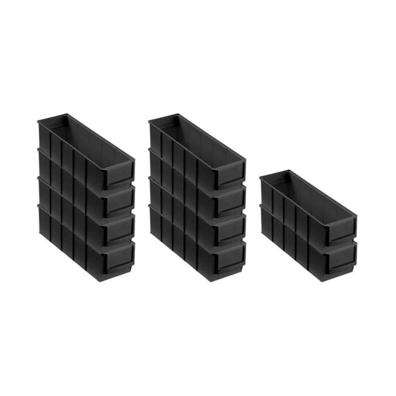 PROREGAL SparSet 10x Leitfähige Industriebox 300 S HxBxT 8,1 x 9,1 x 30 cm 1,6 Liter ESD Sortimentskasten von PROREGAL