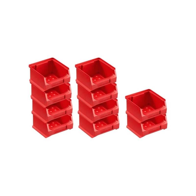 PROREGAL SparSet 10x Rote Sichtlagerbox 1,0 HxBxT 6 x 10 x 10 cm 0,4 Liter Sichtlagerbehälter von PROREGAL