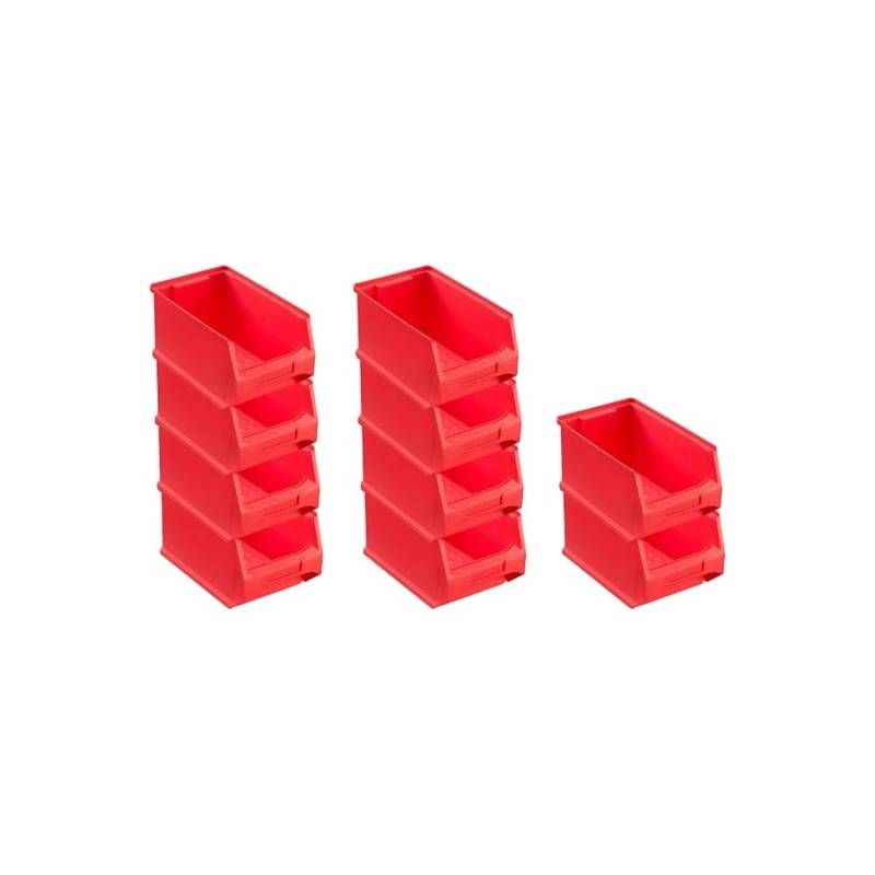 SparSet 10 x Rote Sichtlagerbox 3.0 HxBxT 12,5 x 14,5 x 23,5 cm 2,8 Liter Sichtlagerbehälter Sichtlagerkasten von PROREGAL
