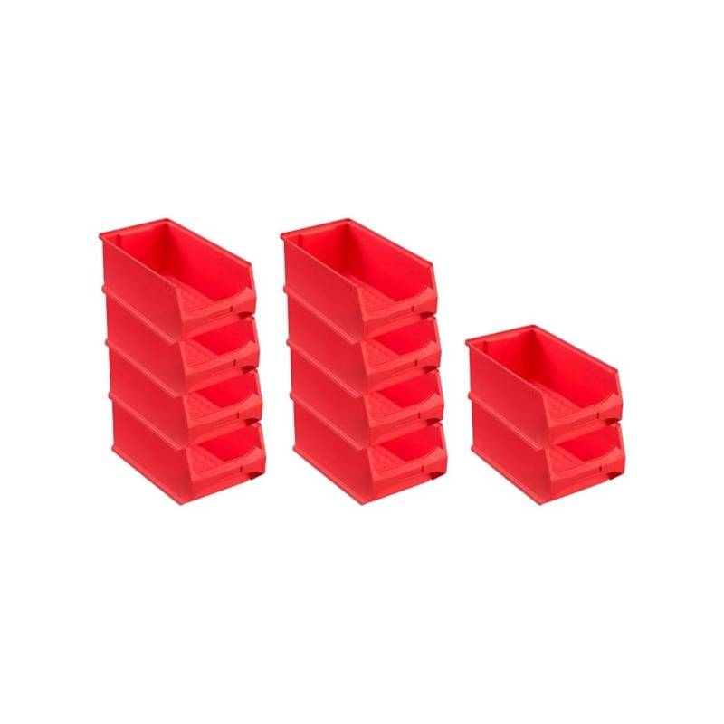 PROREGAL SparSet 10x Rote Sichtlagerbox 4,0 HxBxT 15 x 20 x 35 cm 7,2 Liter Sichtlagerbehälter von PROREGAL